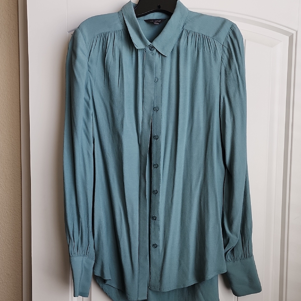 Chic Teal Button-Up Blouse